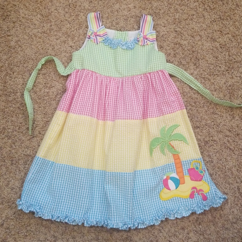 The cutest seersucker dress with beach applique